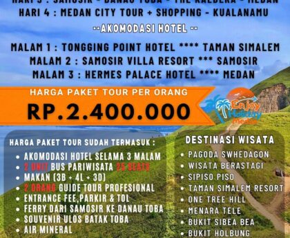 Paket Wisata Medan Danau Toba 4 Hari 3 Malam