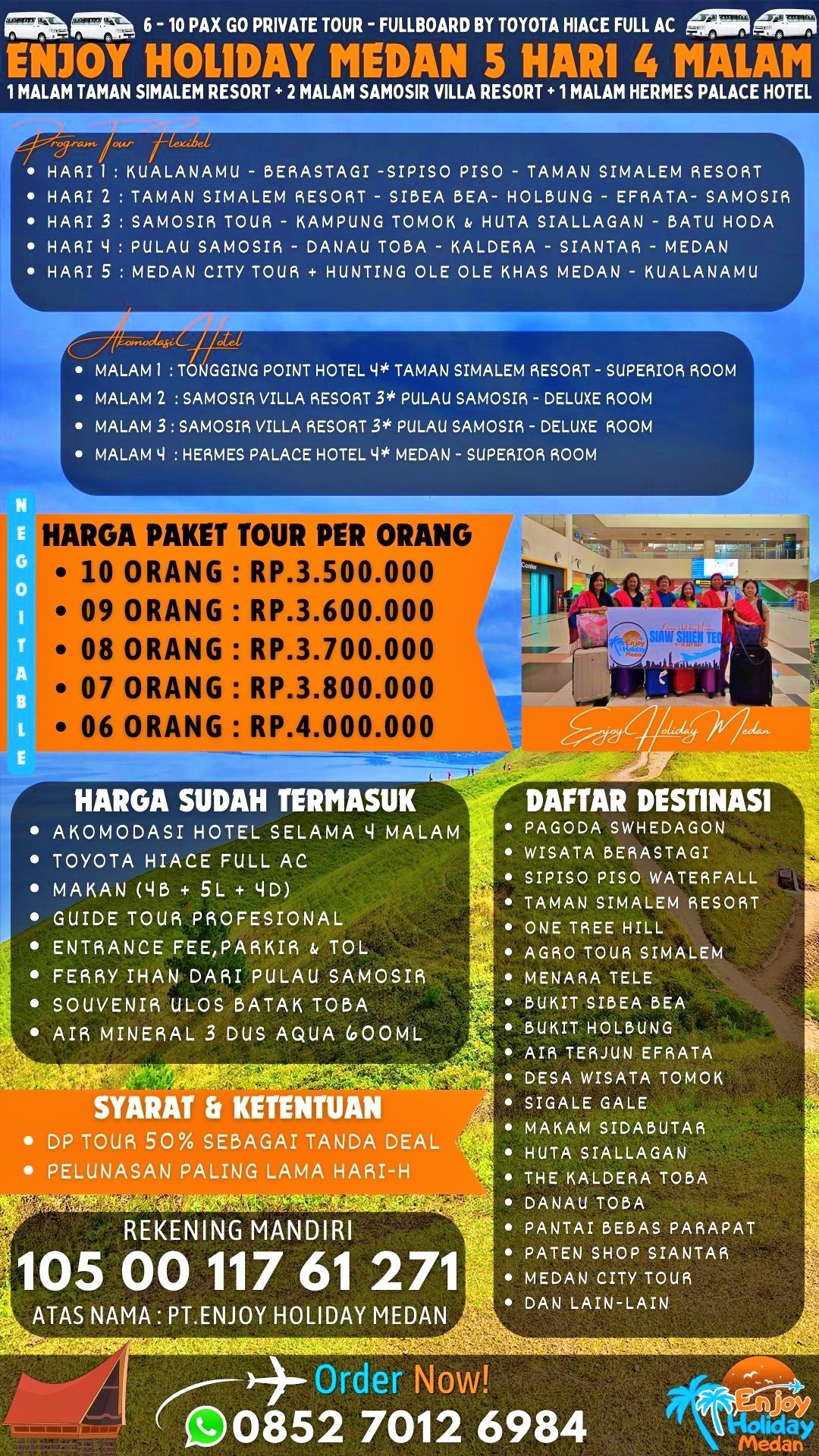 6D5N Orangutan Lake Toba Tour