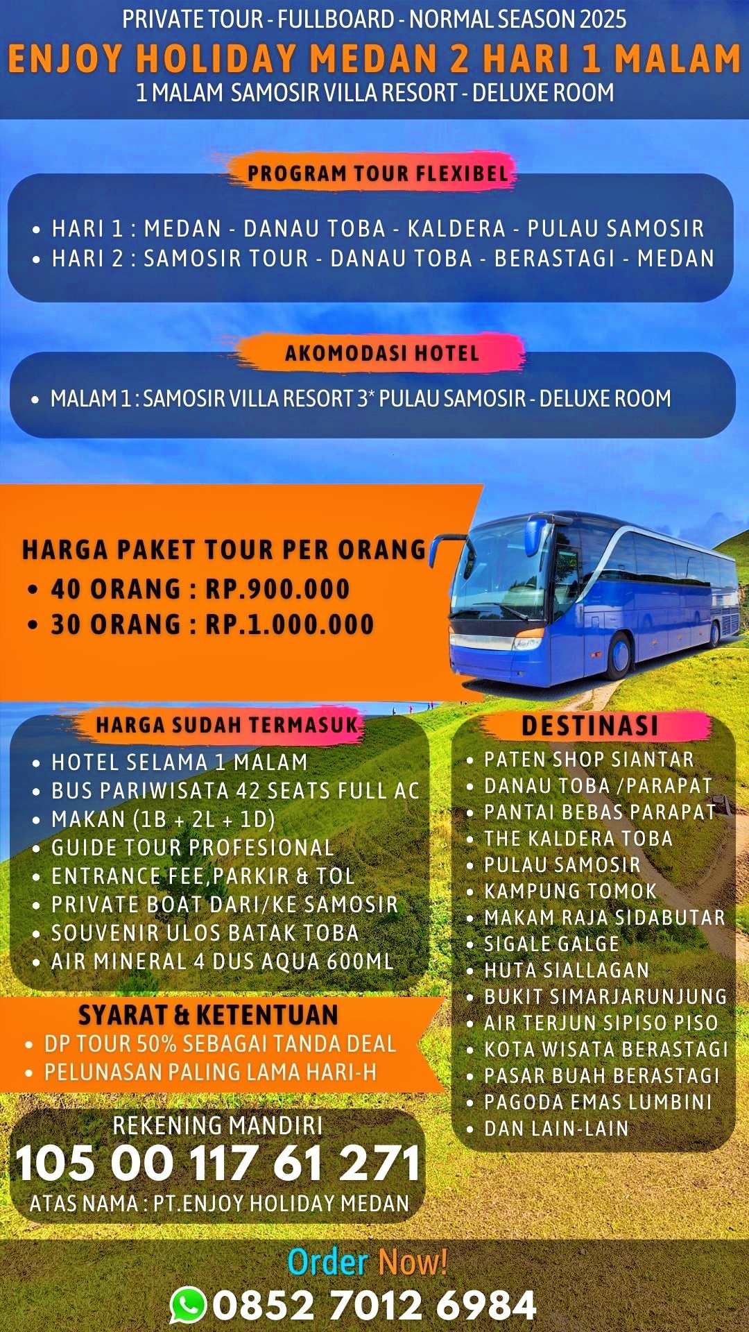 Harga Paket Wisata Danau Toba 2 Hari 1 Malam